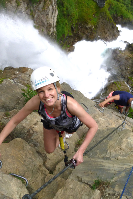 Ötztal: Via Ferrata Climbing Tour at Lehner Waterfall - Across the exposed rock slabs